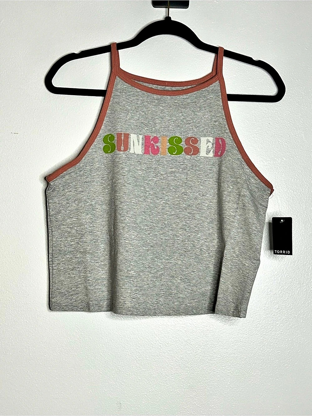 NWT Torrid Heather Grey Sunkissed Foxy Hi Neck Crop Tank Top 2X Size 2 18 20